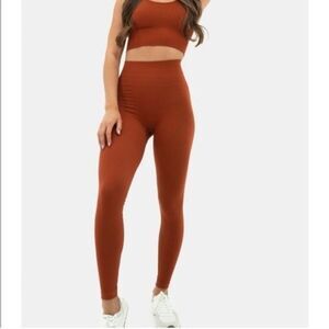 Vitality Balance Athletica Energy Leggings Orange Seamless Textured Diamond M